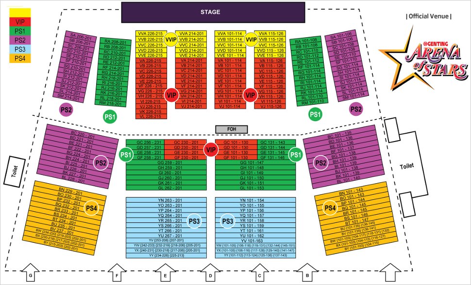Arena of Stars seating layout