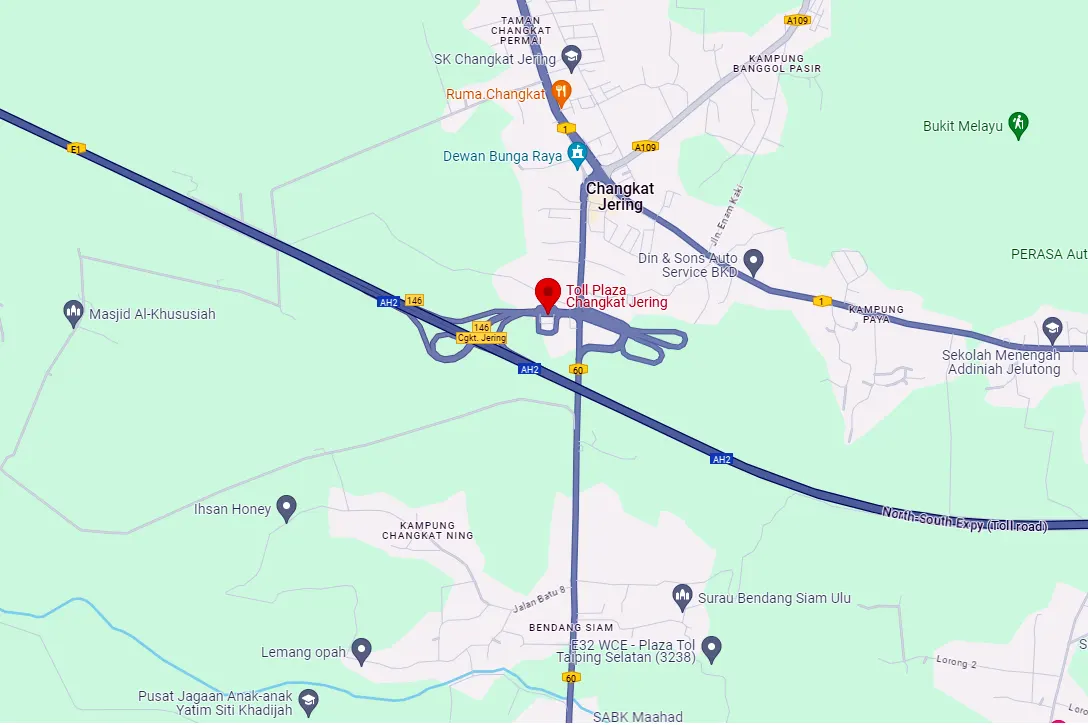 Location of Changkat Jering Toll Plaza